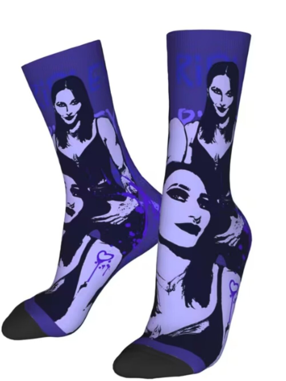 wwe Rhea Ripley Purple Wrestling Crew Socks Graphic Design One Size US 5-11 New - Picture 1 of 5